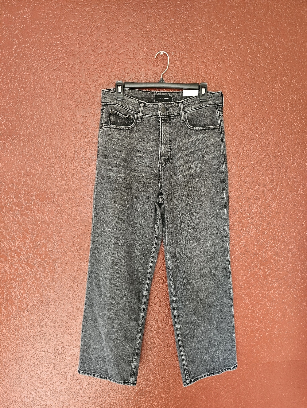 Womens Grey Straight-Leg Jeans